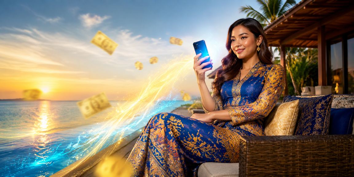 Pemain Malaysia berbaju batik menerima cashback bonus daripada platform 52000 yang dipercayai